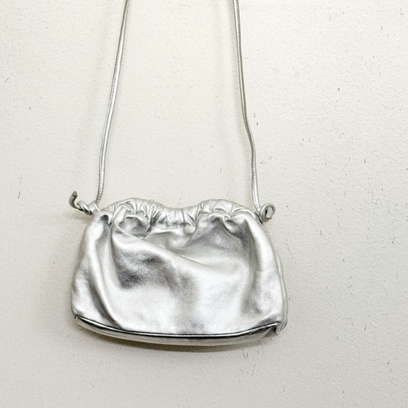 Like New Mansur Gavriel Mini Cloud Leather Clutch in Metallic Silver - Picture 9 of 17